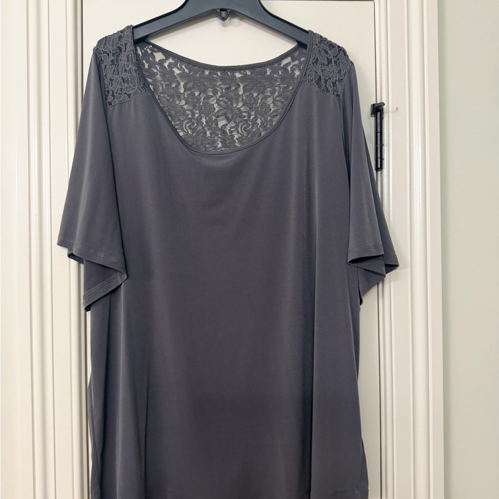 Elegant Gray Lace Women's Top